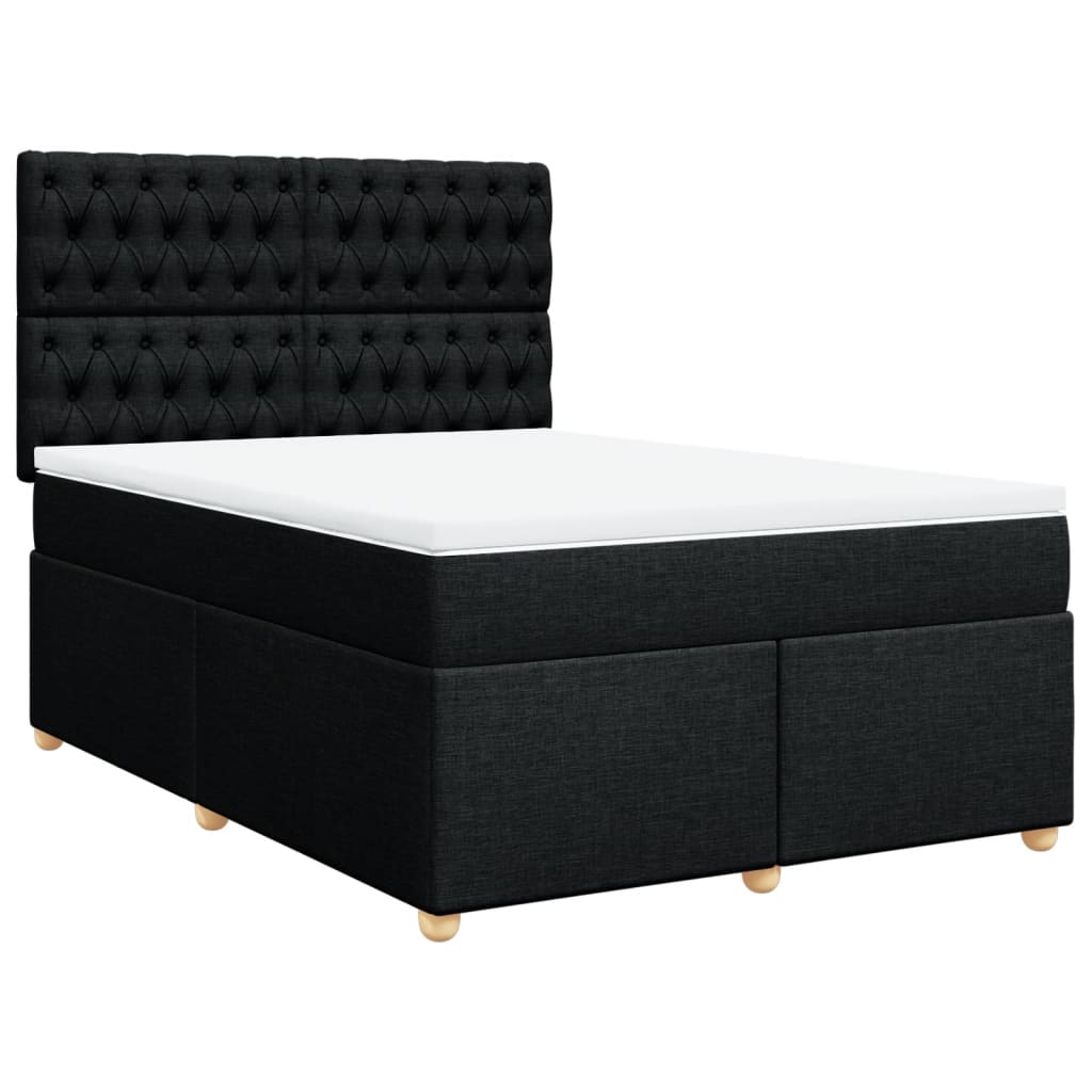 vidaXL Κρεβάτι Boxspring με Στρώμα Μαύρο 140x190 εκ. Υφασμάτινο
