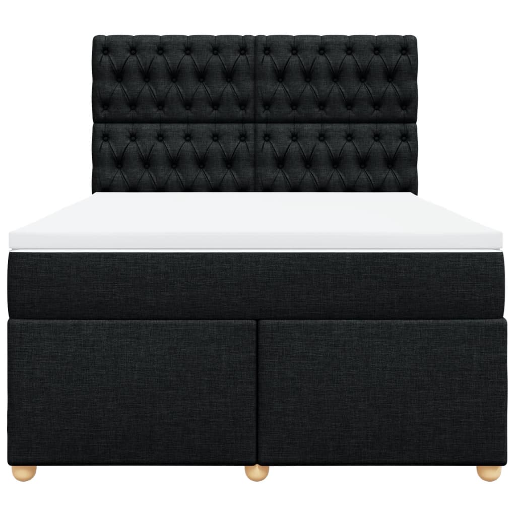 vidaXL Κρεβάτι Boxspring με Στρώμα Μαύρο 140x190 εκ. Υφασμάτινο