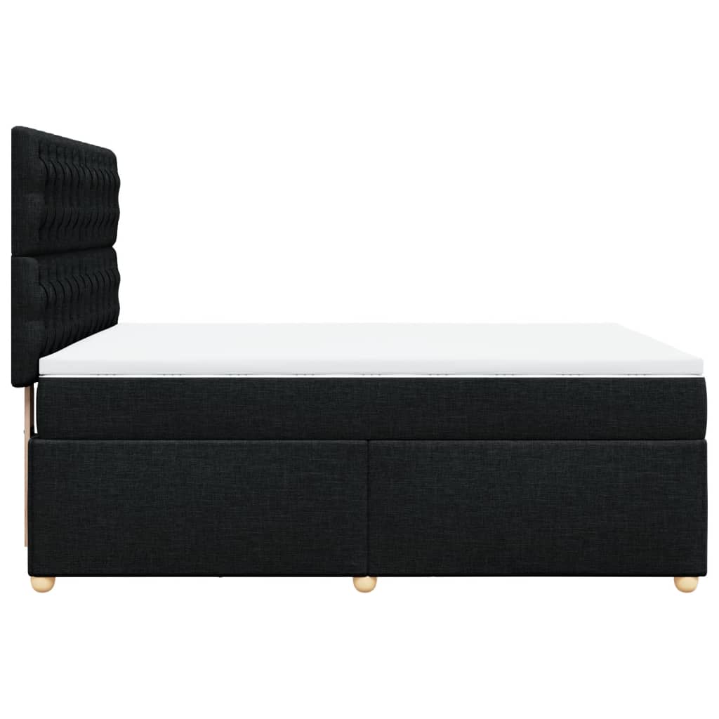 vidaXL Κρεβάτι Boxspring με Στρώμα Μαύρο 140x190 εκ. Υφασμάτινο
