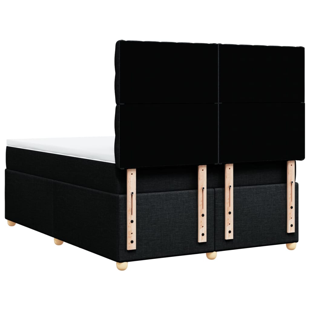 vidaXL Κρεβάτι Boxspring με Στρώμα Μαύρο 140x190 εκ. Υφασμάτινο