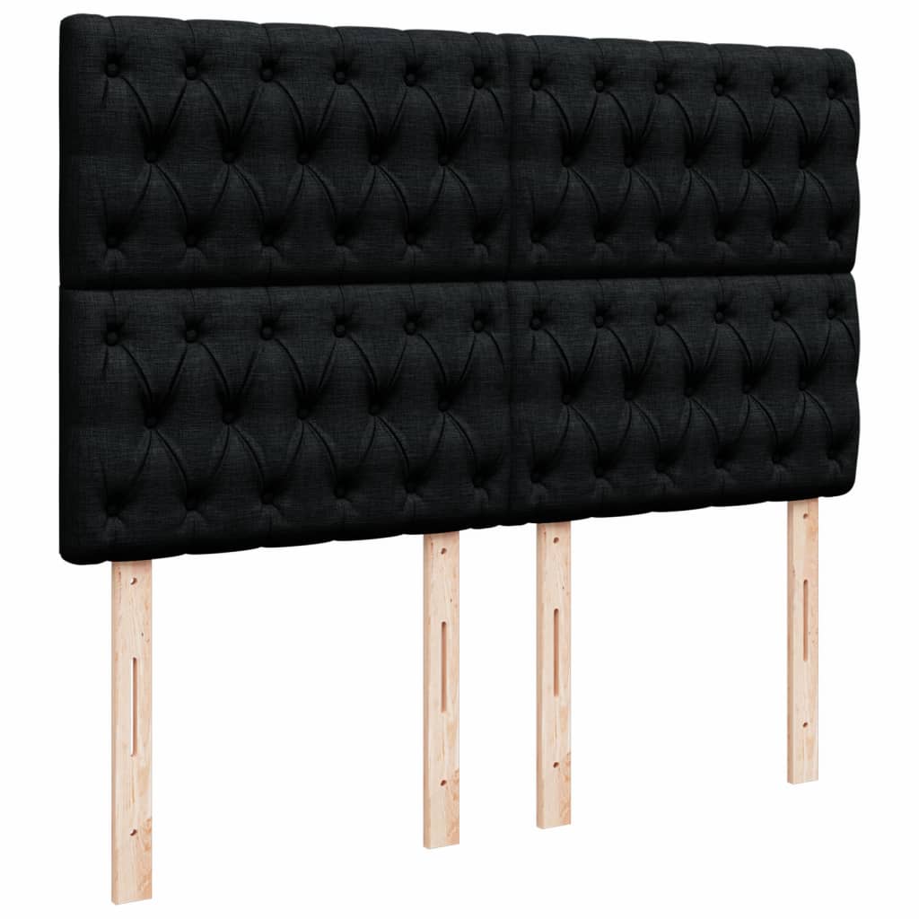 vidaXL Κρεβάτι Boxspring με Στρώμα Μαύρο 140x190 εκ. Υφασμάτινο