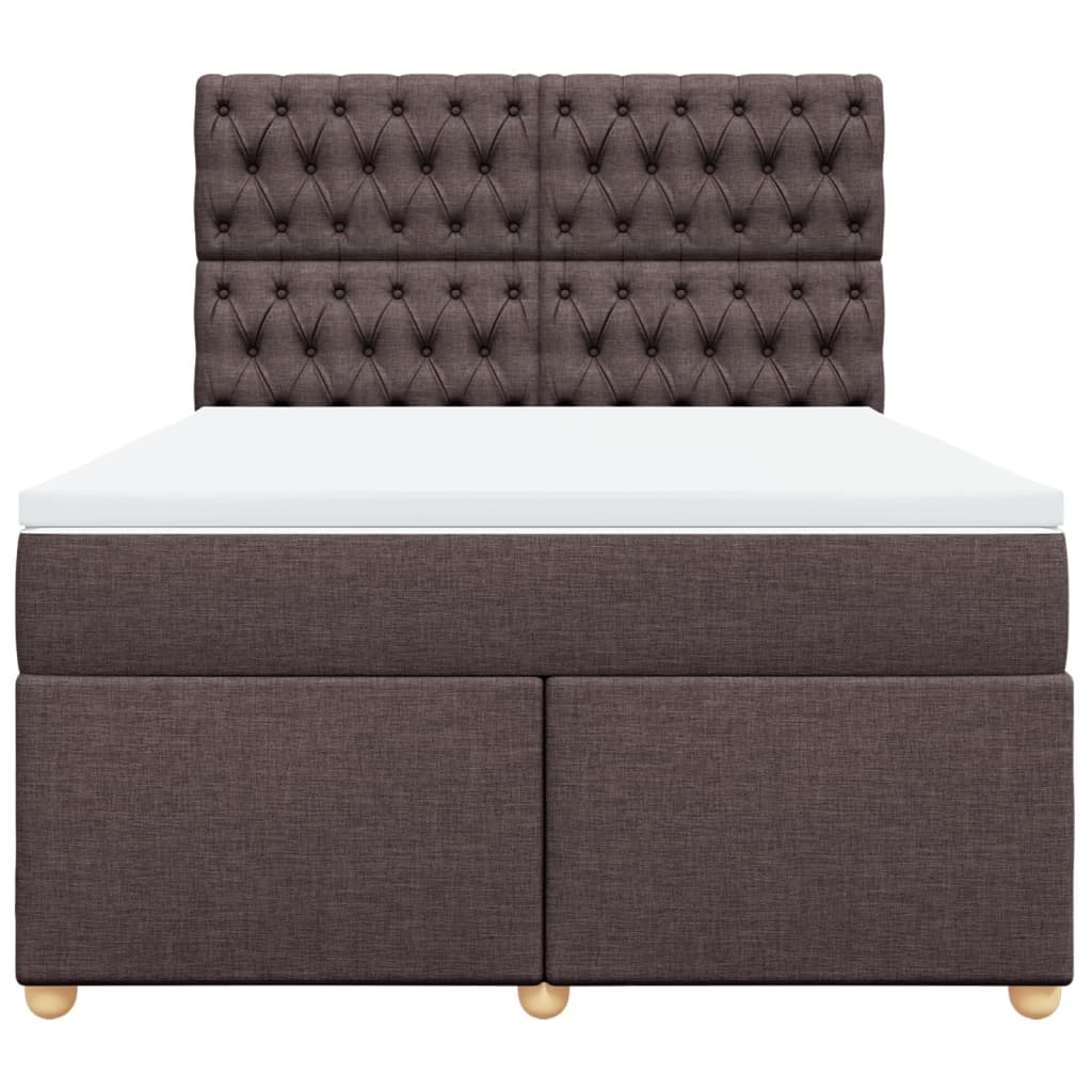 vidaXL Κρεβάτι Boxspring με Στρώμα Σκούρο Καφέ 140x190 εκ. Υφασμάτινο