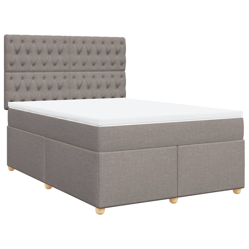 vidaXL Κρεβάτι Boxspring με Στρώμα Taupe 140x190 εκ. Υφασμάτινο