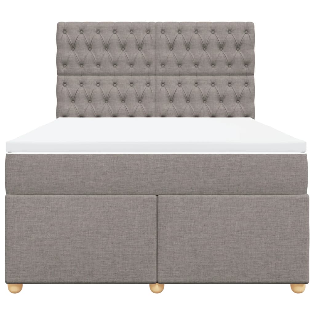 vidaXL Κρεβάτι Boxspring με Στρώμα Taupe 140x190 εκ. Υφασμάτινο