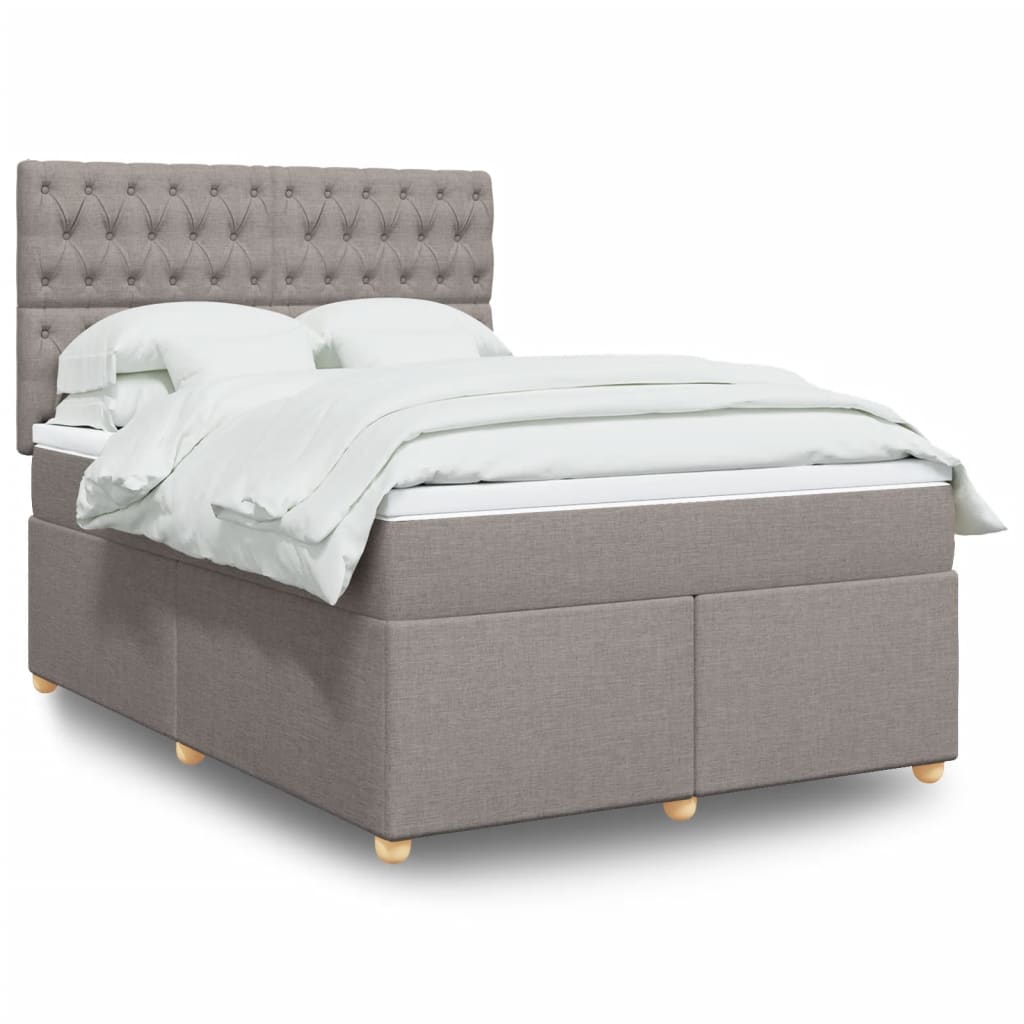 vidaXL Κρεβάτι Boxspring με Στρώμα Taupe 140x190 εκ. Υφασμάτινο