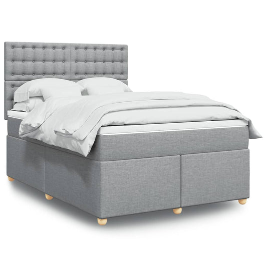 vidaXL Κρεβάτι Boxspring με Στρώμα Ανοιχτό Γκρι 140x190 εκ. Υφασμάτινο