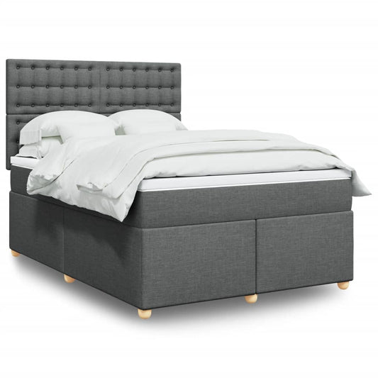 vidaXL Κρεβάτι Boxspring με Στρώμα Σκούρο Γκρι 140x190 εκ. Υφασμάτινο