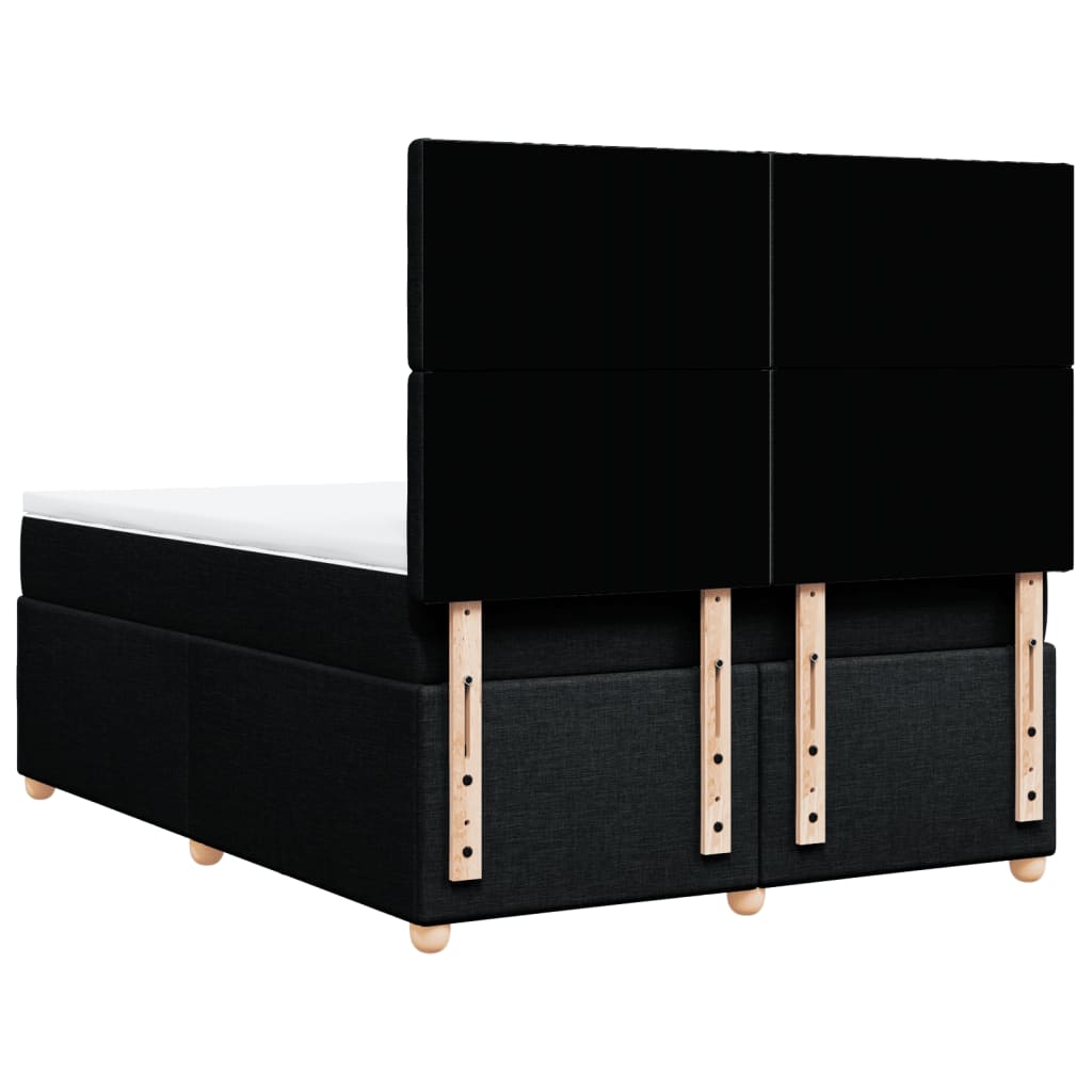 vidaXL Κρεβάτι Boxspring με Στρώμα Μαύρο 140x190 εκ. Υφασμάτινο