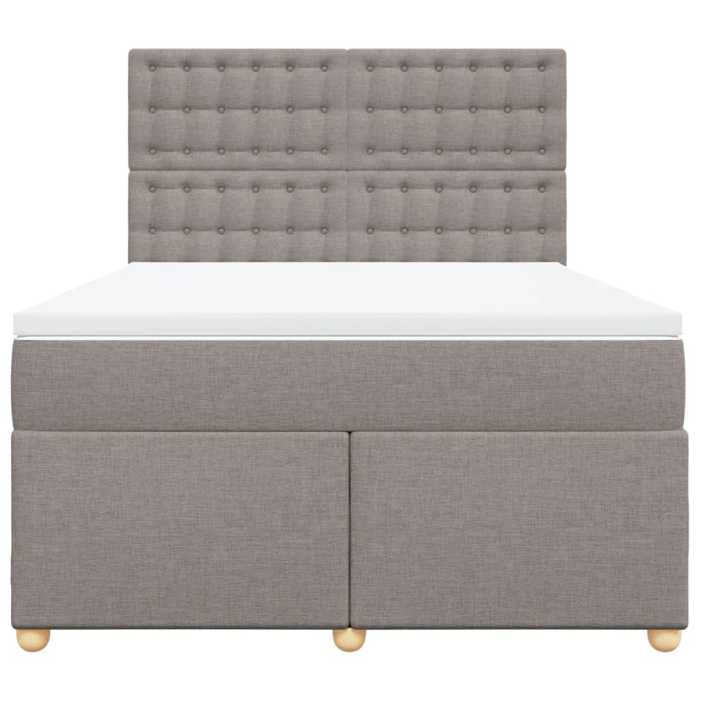 vidaXL Κρεβάτι Boxspring με Στρώμα Taupe 140x190 εκ. Υφασμάτινο