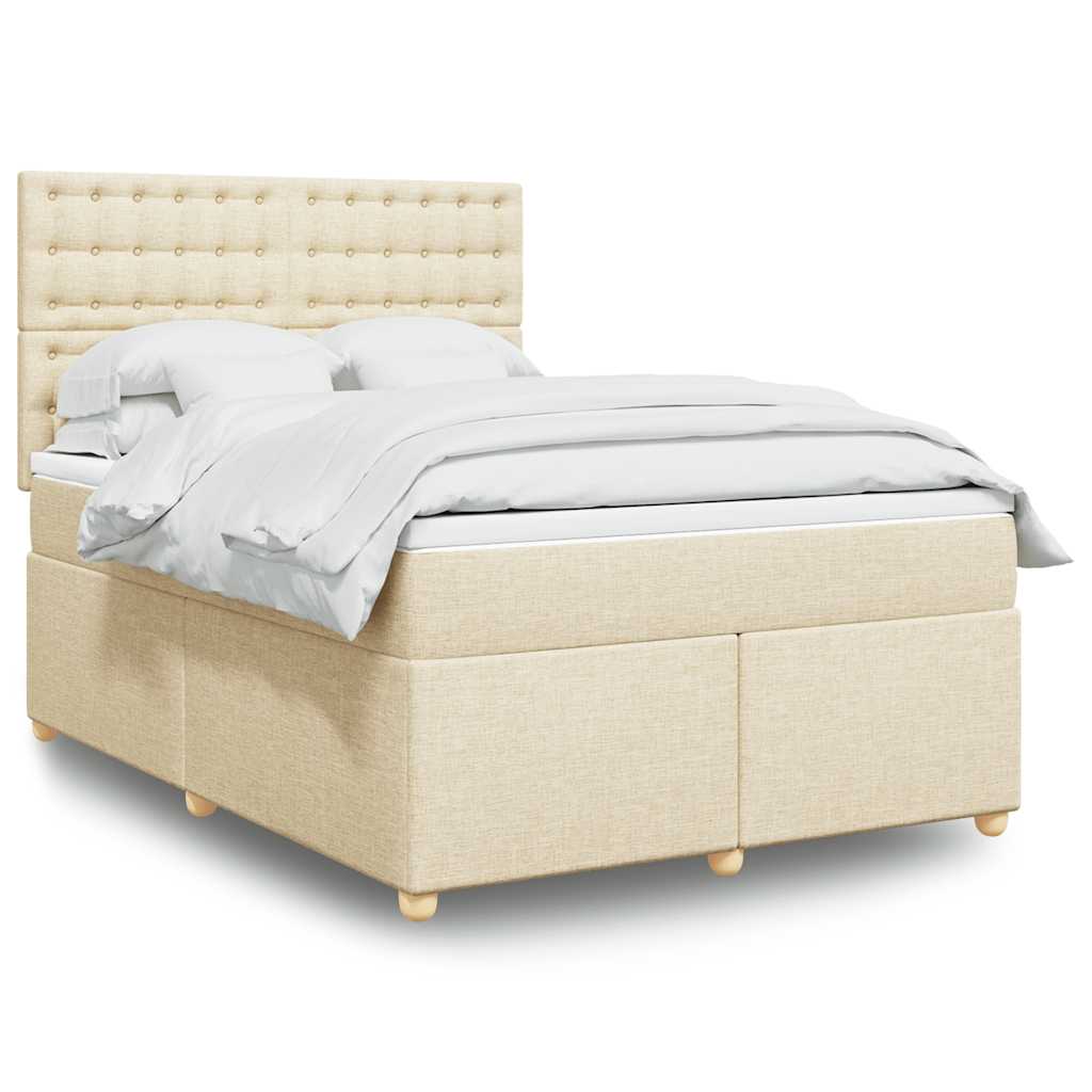 vidaXL Κρεβάτι Boxspring με Στρώμα Κρεμ 140x190 εκ. Υφασμάτινο