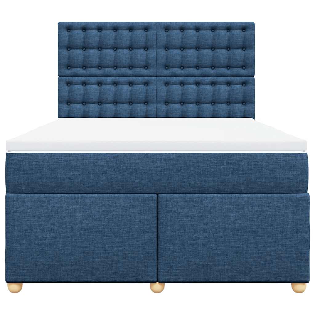 vidaXL Κρεβάτι Boxspring με Στρώμα Μπλε 140x190 εκ. Υφασμάτινο