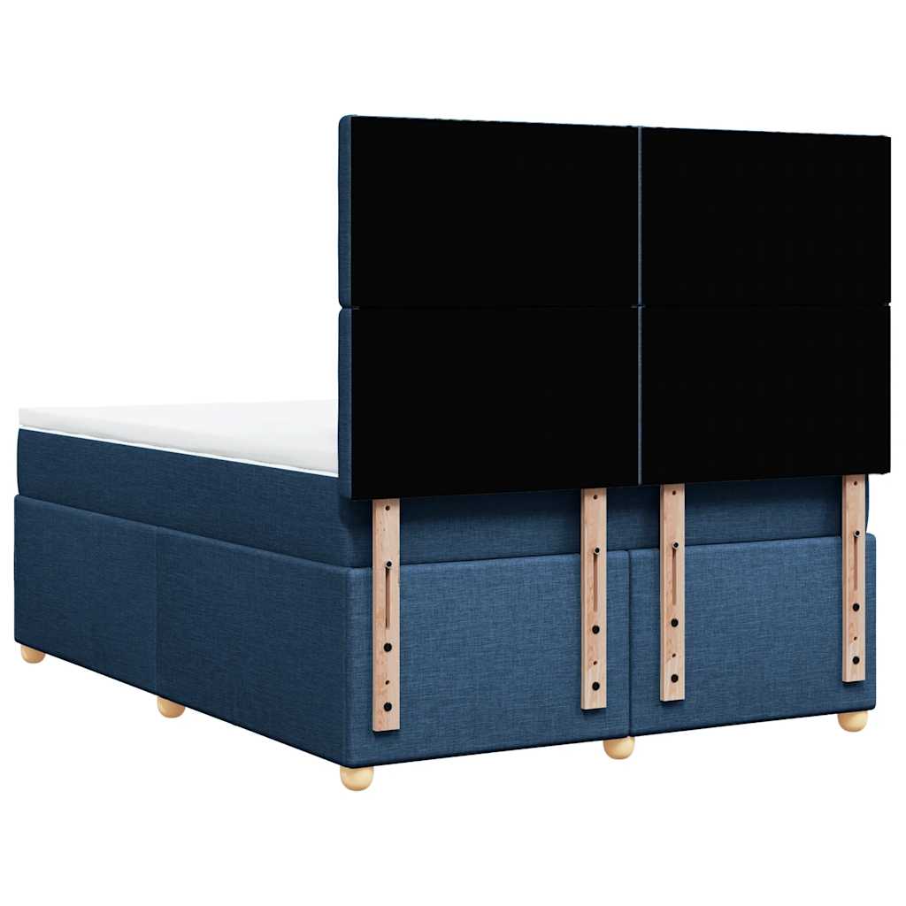 vidaXL Κρεβάτι Boxspring με Στρώμα Μπλε 140x190 εκ. Υφασμάτινο