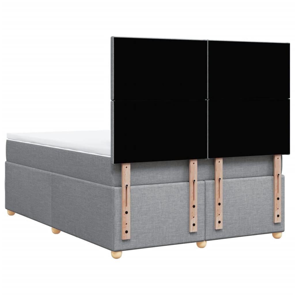vidaXL Κρεβάτι Boxspring με Στρώμα Ανοιχτό Γκρι 140x200 εκ. Υφασμάτινο