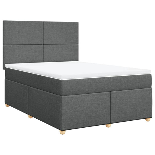 vidaXL Κρεβάτι Boxspring με Στρώμα Σκούρο Γκρι 140x200 εκ Υφασμάτινο