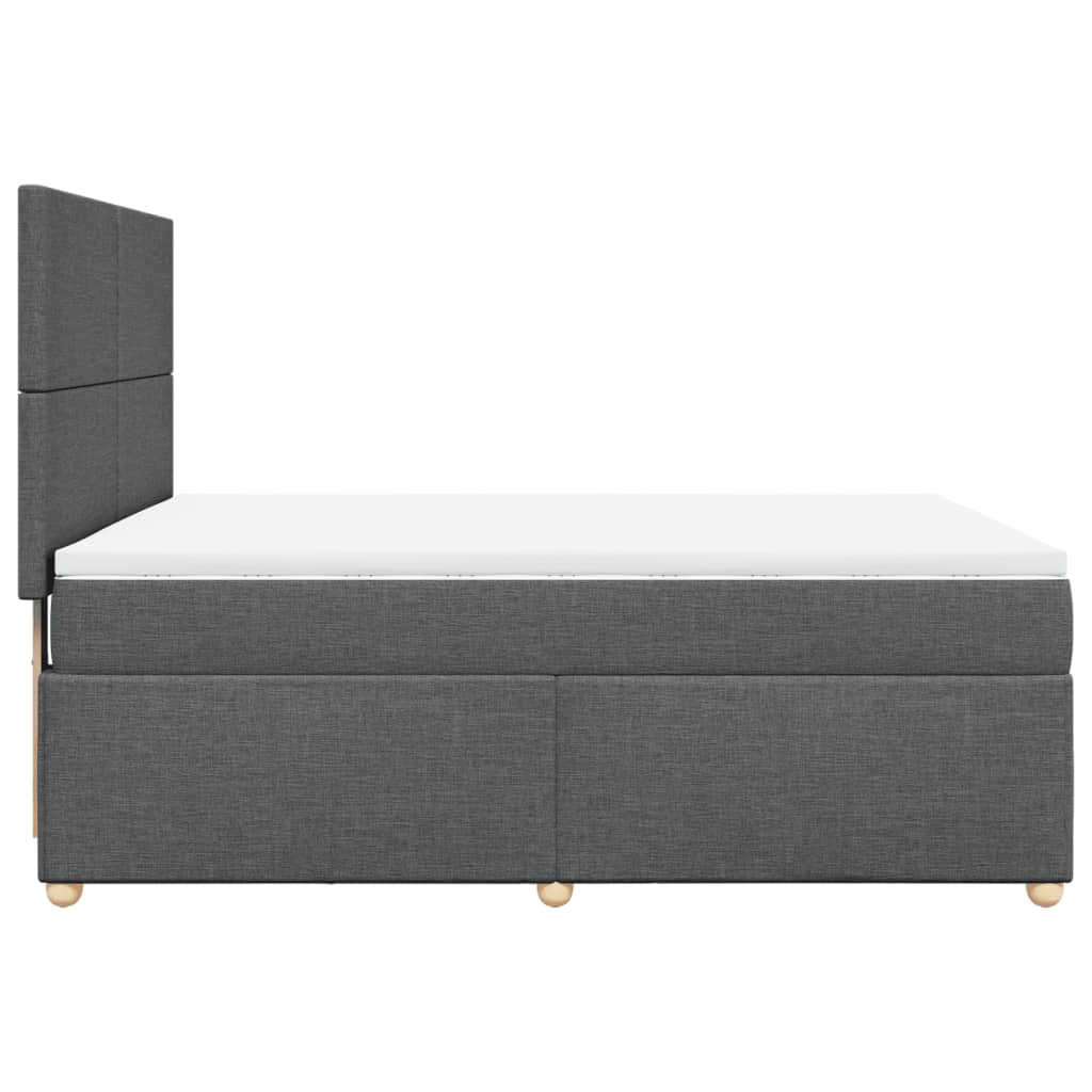 vidaXL Κρεβάτι Boxspring με Στρώμα Σκούρο Γκρι 140x200 εκ Υφασμάτινο