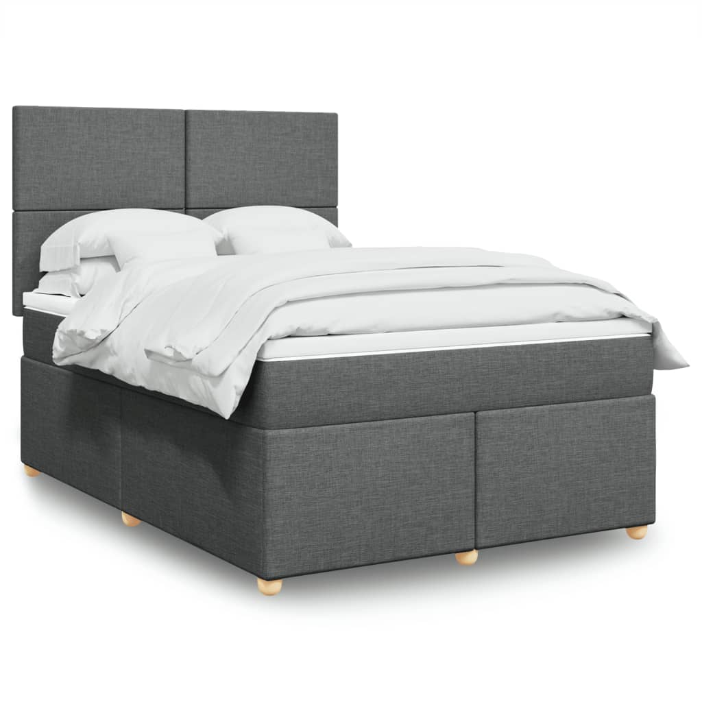 vidaXL Κρεβάτι Boxspring με Στρώμα Σκούρο Γκρι 140x200 εκ Υφασμάτινο