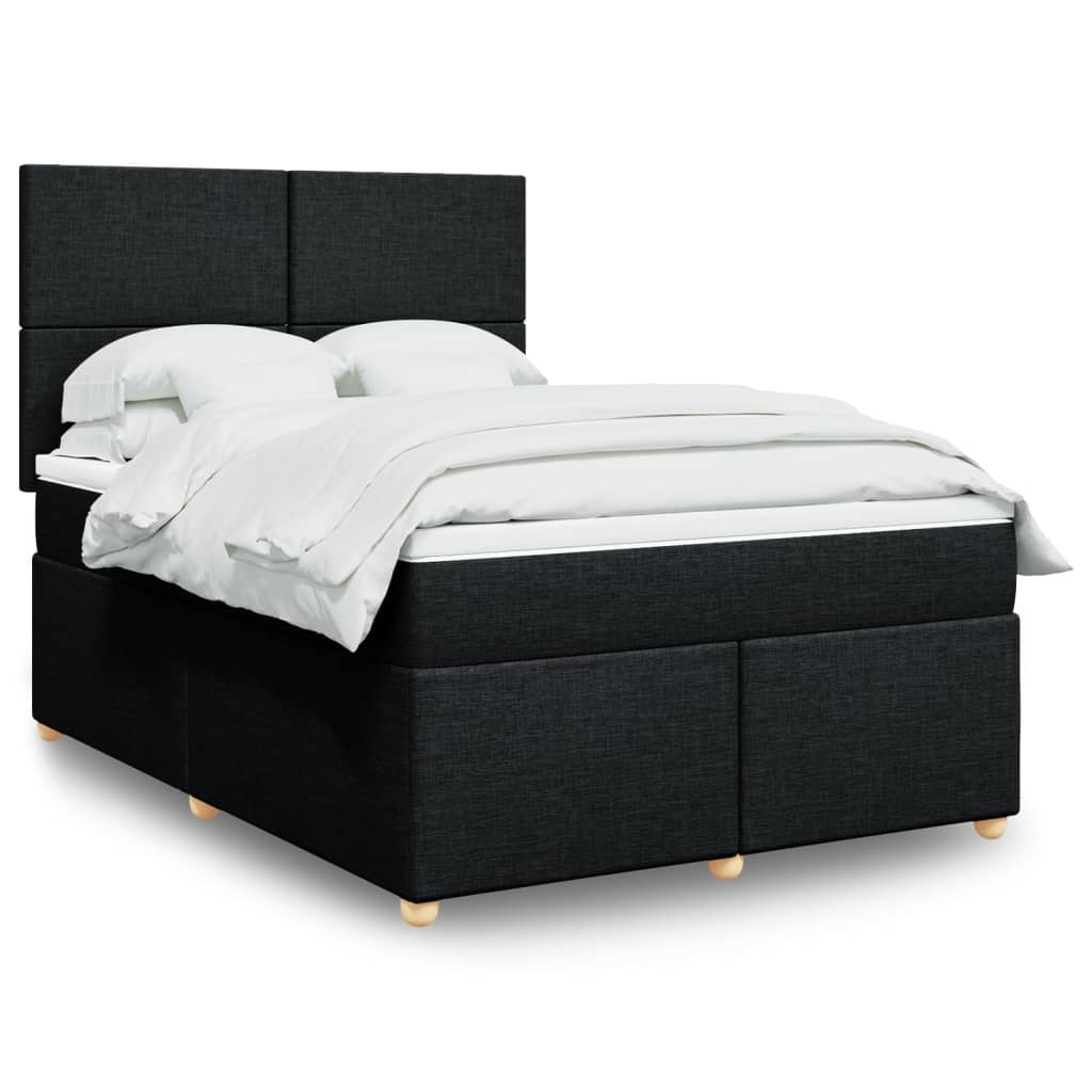 vidaXL Κρεβάτι Boxspring με Στρώμα Μαύρο 140x200 εκ. Υφασμάτινο
