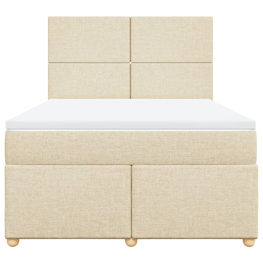 vidaXL Κρεβάτι Boxspring με Στρώμα Κρεμ 140x200 εκ. Υφασμάτινο