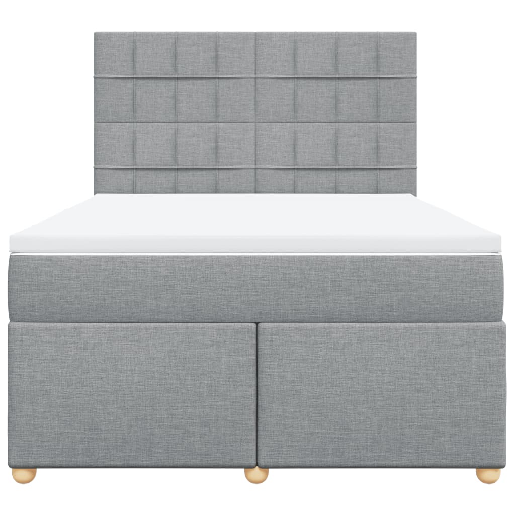 vidaXL Κρεβάτι Boxspring με Στρώμα Ανοιχτό Γκρι 140x200 εκ. Υφασμάτινο