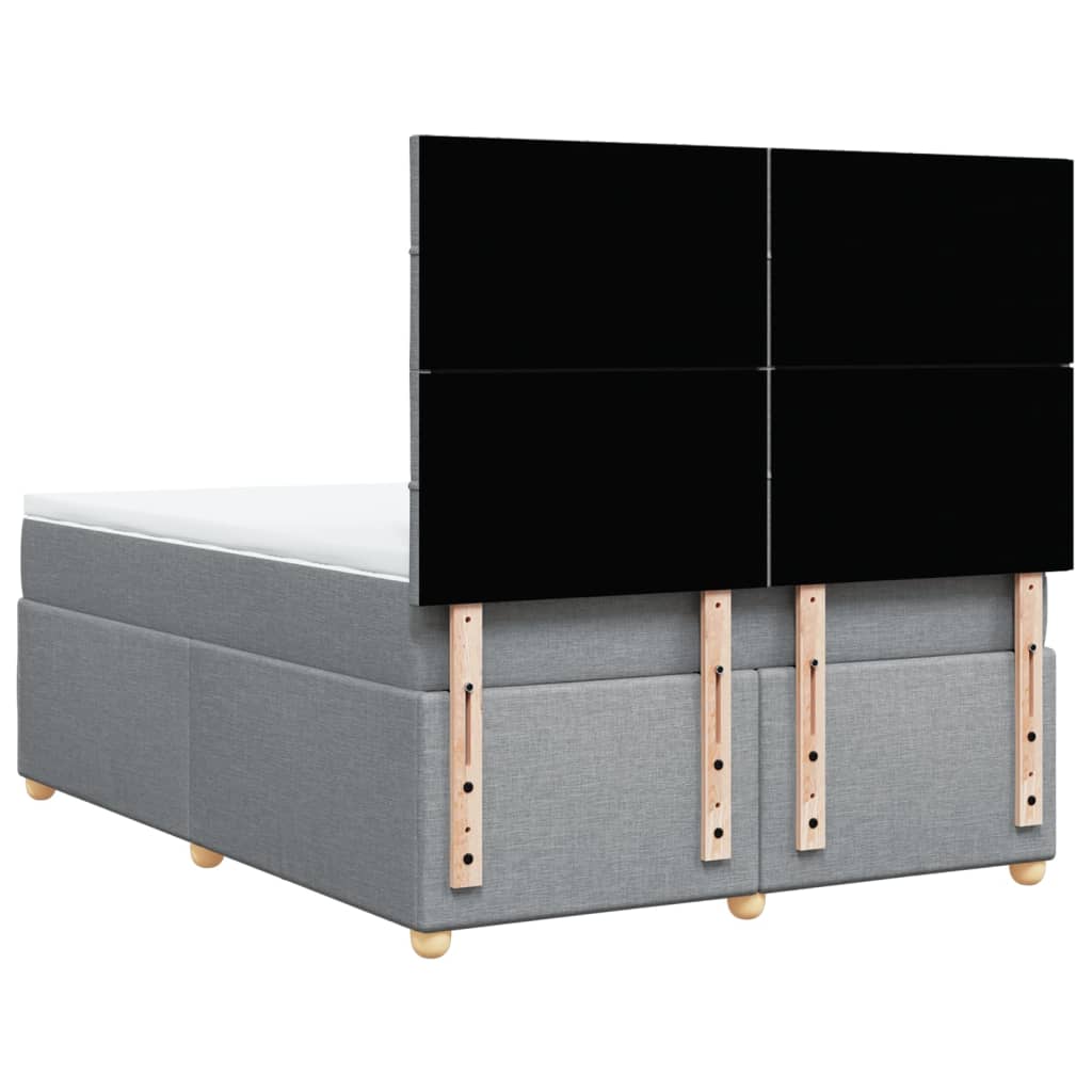 vidaXL Κρεβάτι Boxspring με Στρώμα Ανοιχτό Γκρι 140x200 εκ. Υφασμάτινο