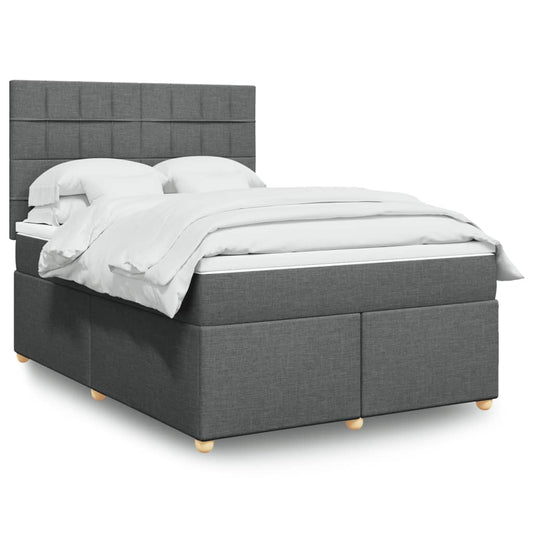 vidaXL Κρεβάτι Boxspring με Στρώμα Σκούρο Γκρι 140x200 εκ Υφασμάτινο