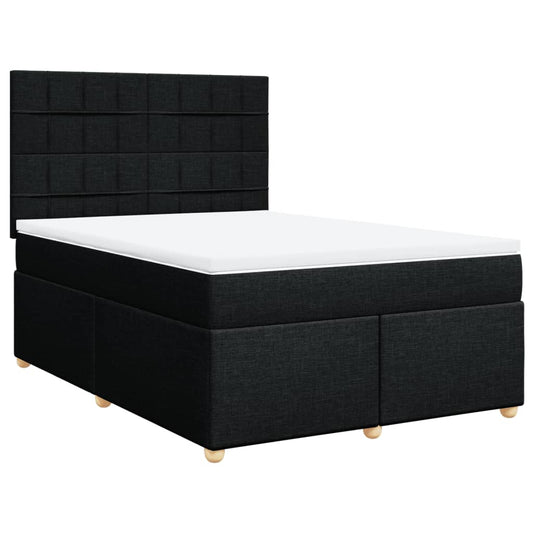 vidaXL Κρεβάτι Boxspring με Στρώμα Μαύρο 140x200 εκ. Υφασμάτινο
