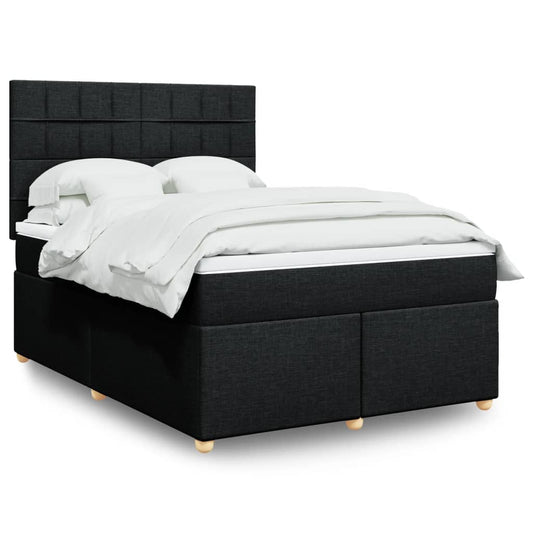 vidaXL Κρεβάτι Boxspring με Στρώμα Μαύρο 140x200 εκ. Υφασμάτινο