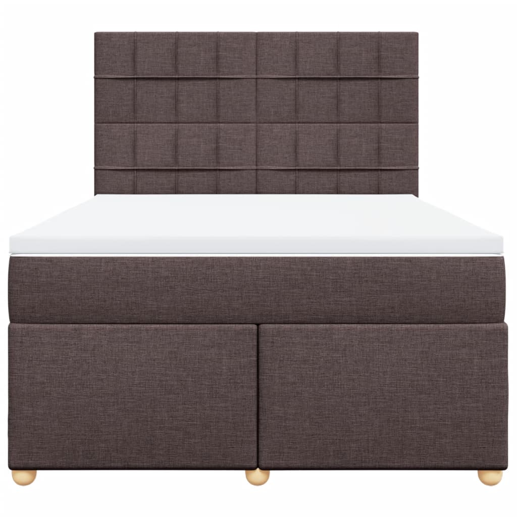 vidaXL Κρεβάτι Boxspring με Στρώμα Σκούρο Καφέ 140x200 εκ Υφασμάτινο