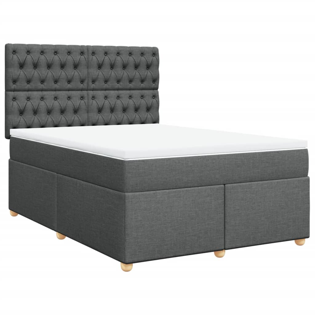 vidaXL Κρεβάτι Boxspring με Στρώμα Σκούρο Γκρι 140x200 εκ Υφασμάτινο