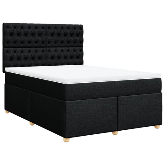 vidaXL Κρεβάτι Boxspring με Στρώμα Μαύρο 140x200 εκ. Υφασμάτινο
