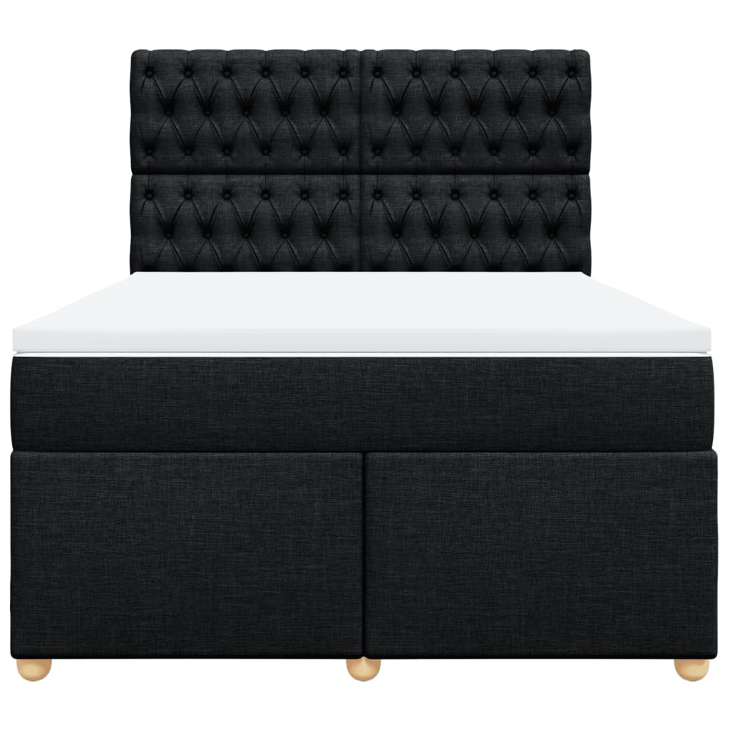 vidaXL Κρεβάτι Boxspring με Στρώμα Μαύρο 140x200 εκ. Υφασμάτινο