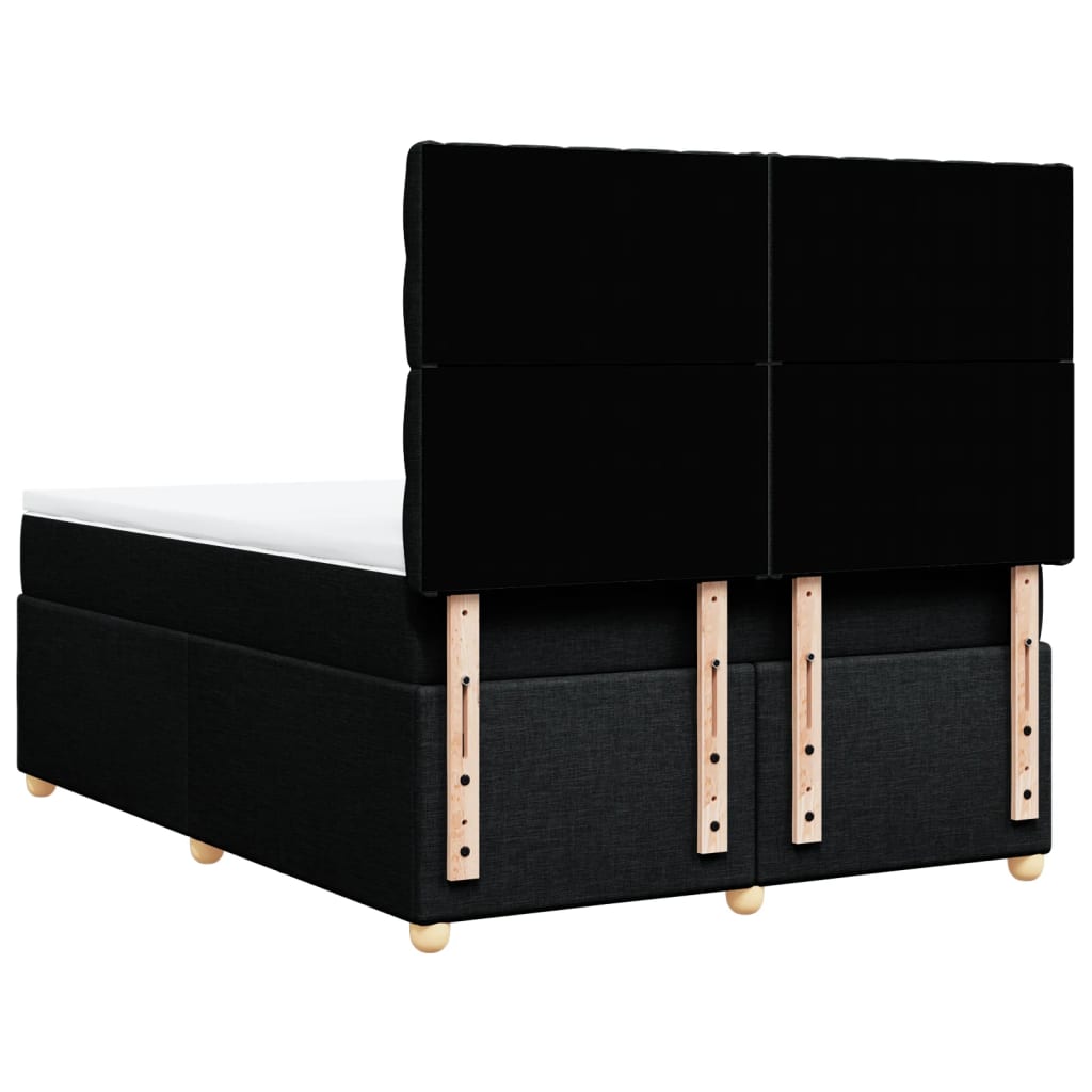 vidaXL Κρεβάτι Boxspring με Στρώμα Μαύρο 140x200 εκ. Υφασμάτινο
