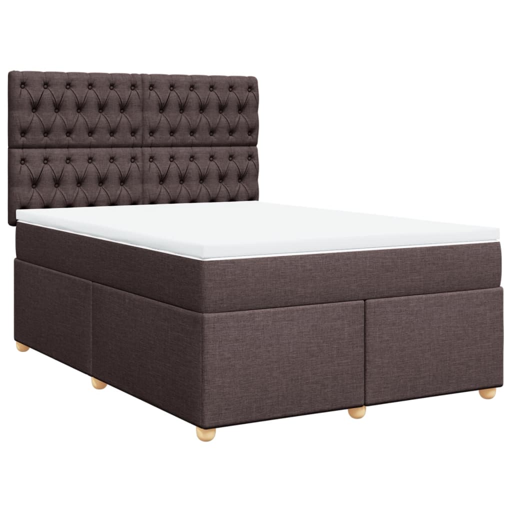 vidaXL Κρεβάτι Boxspring με Στρώμα Σκούρο Καφέ 140x200 εκ Υφασμάτινο