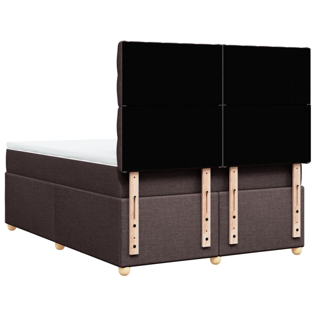 vidaXL Κρεβάτι Boxspring με Στρώμα Σκούρο Καφέ 140x200 εκ Υφασμάτινο
