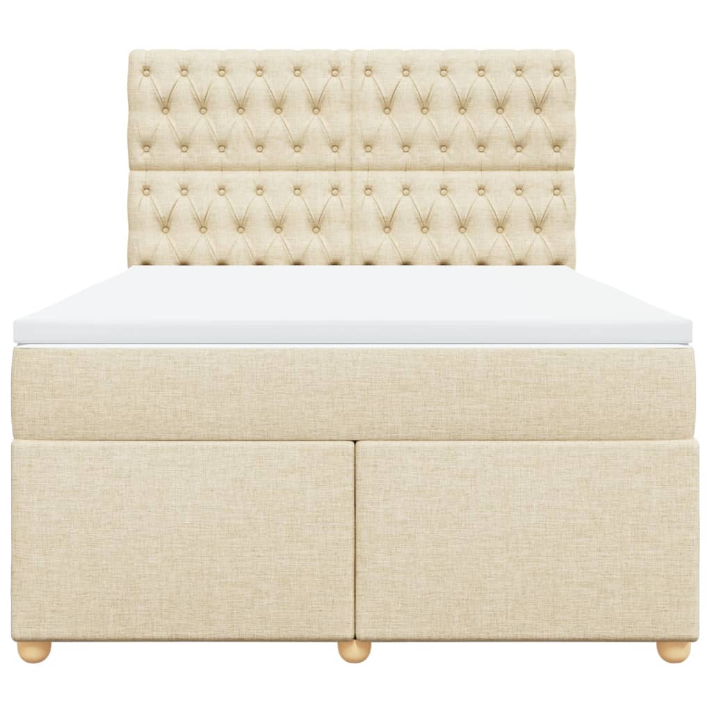 vidaXL Κρεβάτι Boxspring με Στρώμα Κρεμ 140x200 εκ. Υφασμάτινο