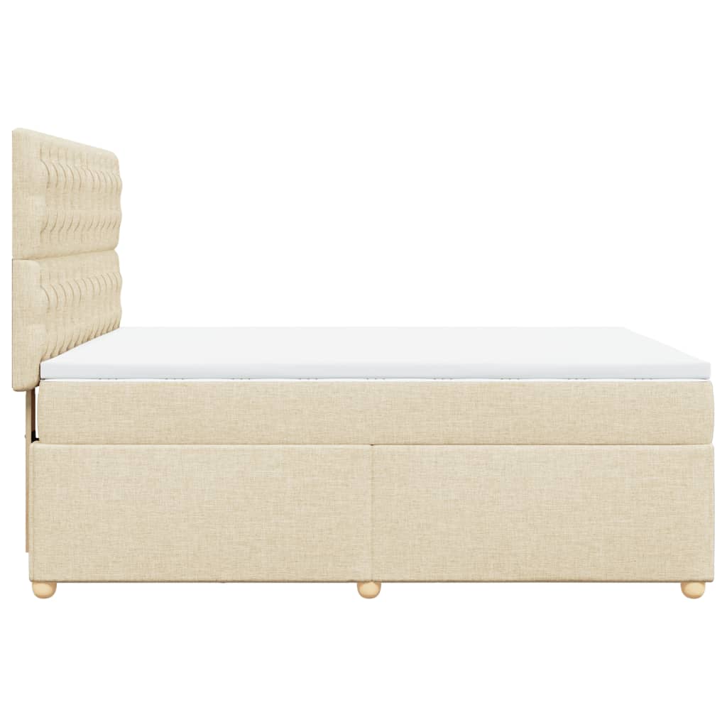 vidaXL Κρεβάτι Boxspring με Στρώμα Κρεμ 140x200 εκ. Υφασμάτινο