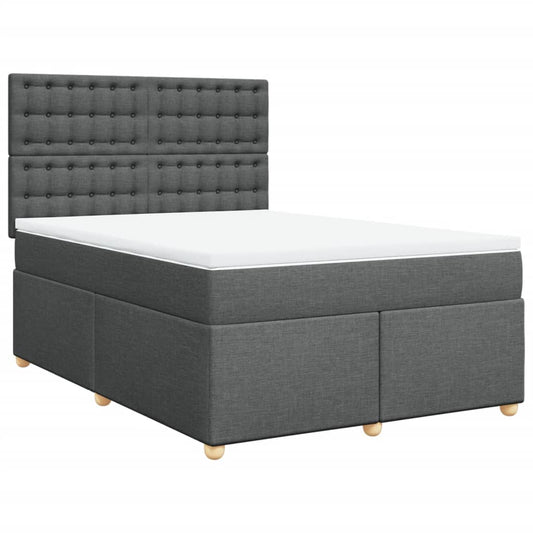 vidaXL Κρεβάτι Boxspring με Στρώμα Σκούρο Γκρι 140x200 εκ Υφασμάτινο