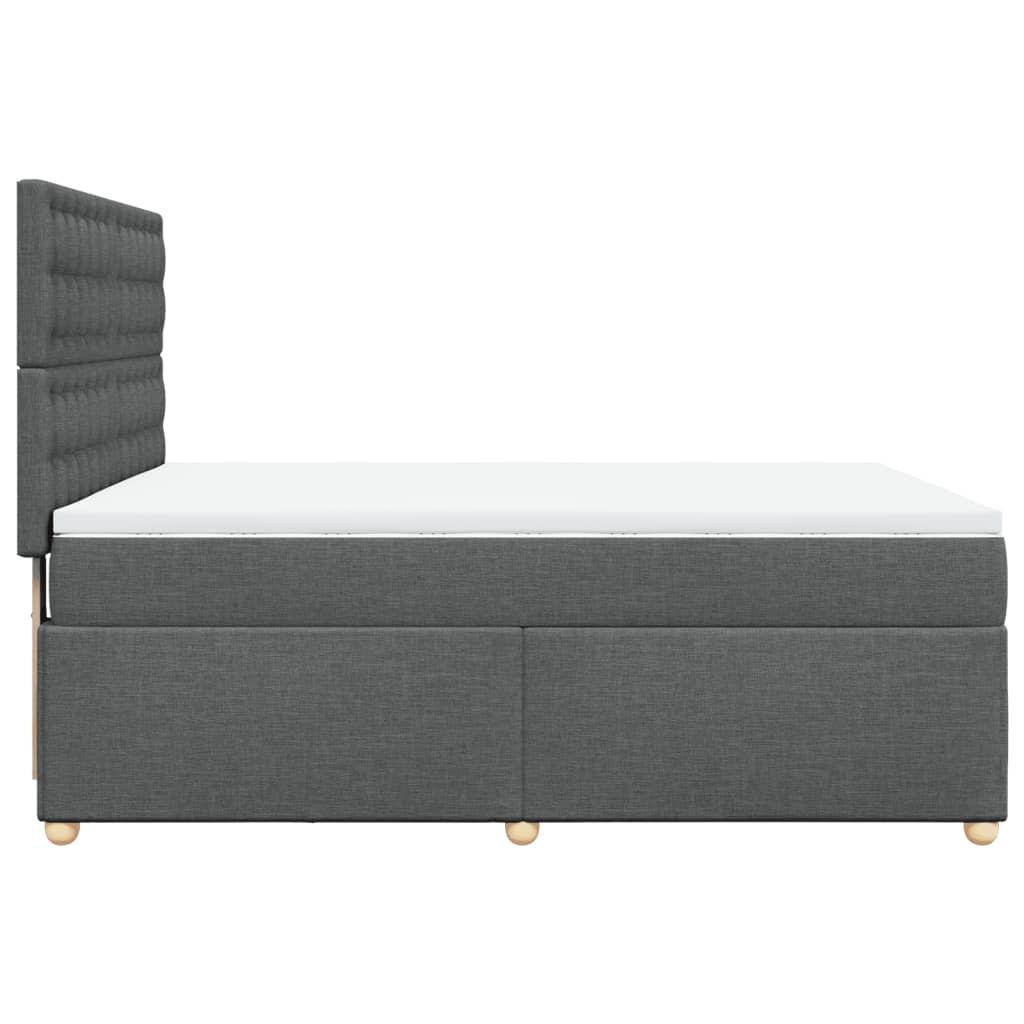 vidaXL Κρεβάτι Boxspring με Στρώμα Σκούρο Γκρι 140x200 εκ Υφασμάτινο