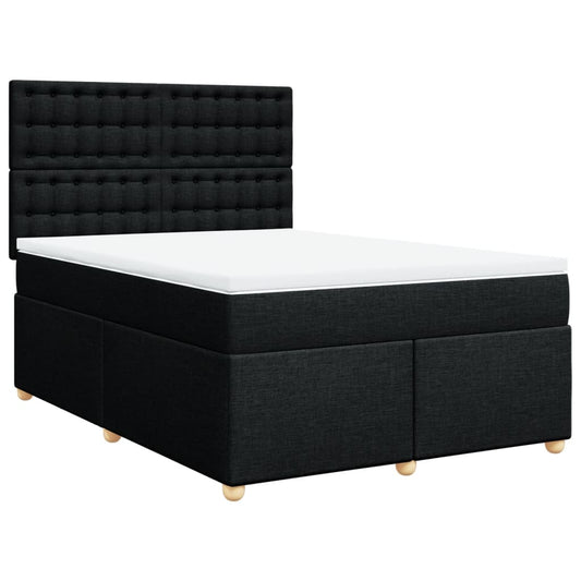vidaXL Κρεβάτι Boxspring με Στρώμα Μαύρο 140x200 εκ. Υφασμάτινο