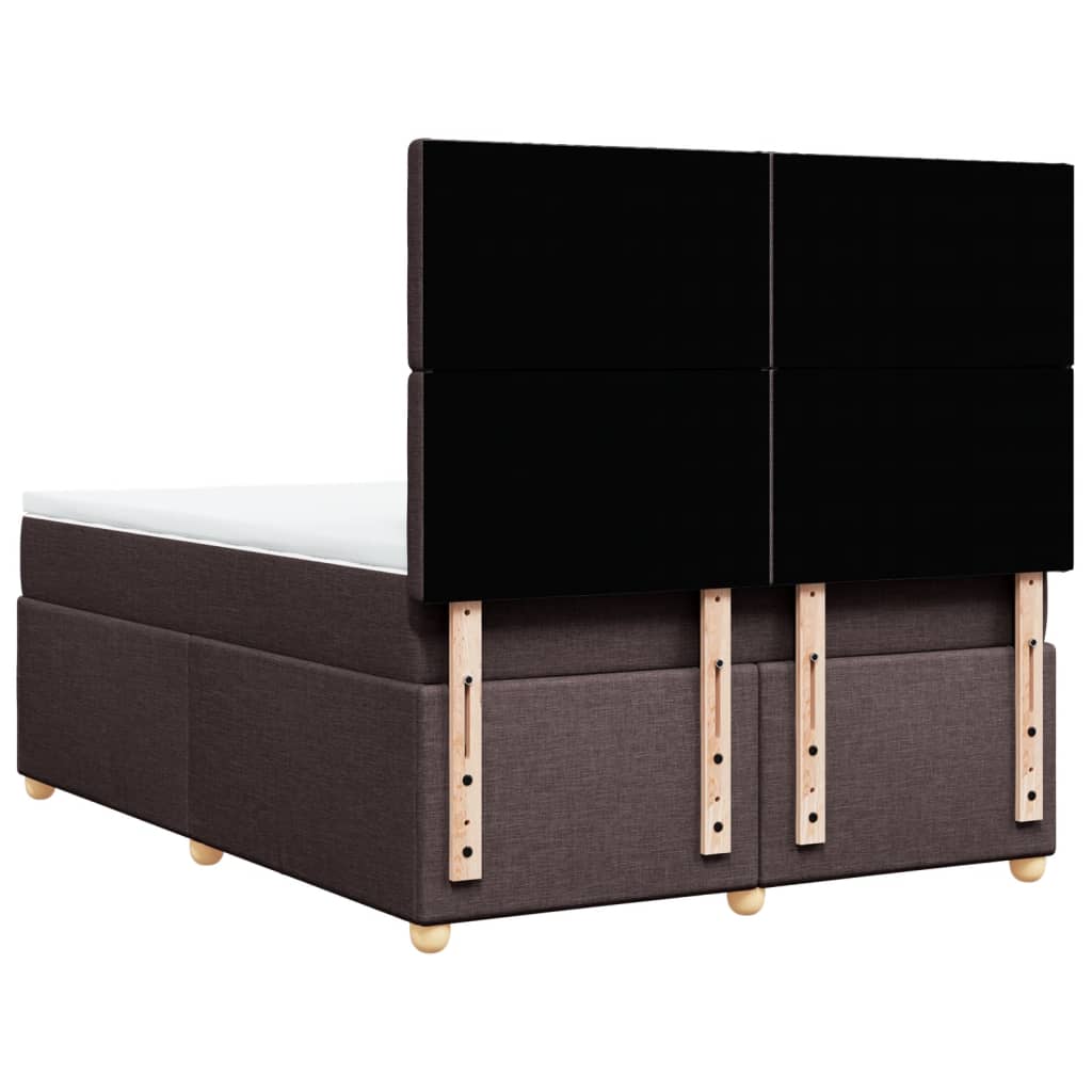vidaXL Κρεβάτι Boxspring με Στρώμα Σκούρο Καφέ 140x200 εκ Υφασμάτινο