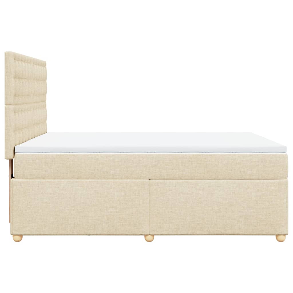 vidaXL Κρεβάτι Boxspring με Στρώμα Κρεμ 140x200 εκ. Υφασμάτινο