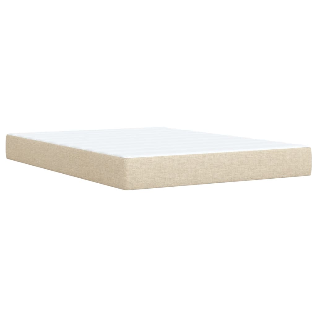 vidaXL Κρεβάτι Boxspring με Στρώμα Κρεμ 140x200 εκ. Υφασμάτινο