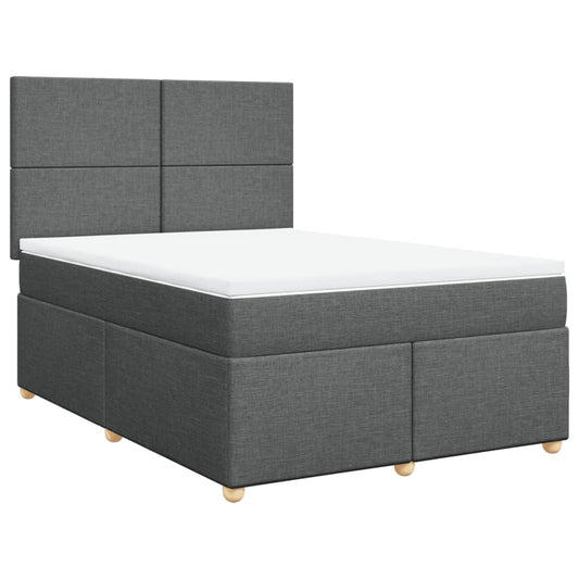 vidaXL Κρεβάτι Boxspring με Στρώμα Σκούρο Γκρι 160x200 εκ Υφασμάτινο