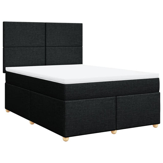 vidaXL Κρεβάτι Boxspring με Στρώμα Μαύρο 160x200 εκ. Υφασμάτινο