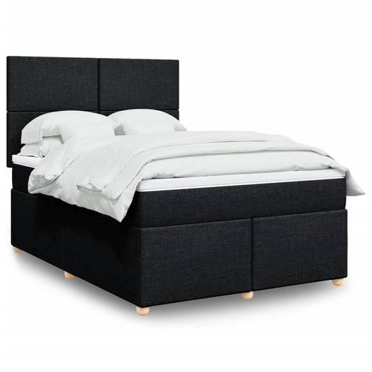 vidaXL Κρεβάτι Boxspring με Στρώμα Μαύρο 160x200 εκ. Υφασμάτινο