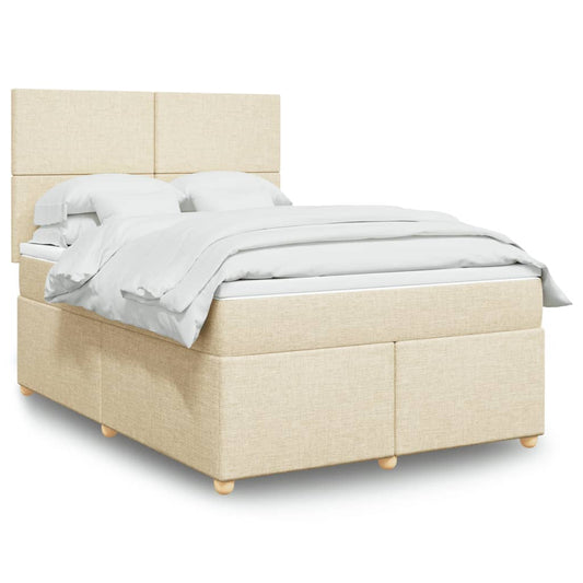 vidaXL Κρεβάτι Boxspring με Στρώμα Κρεμ 160x200 εκ. Υφασμάτινο