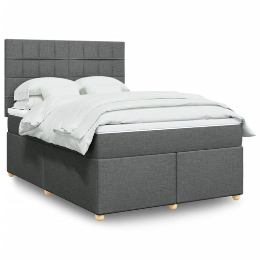 vidaXL Κρεβάτι Boxspring με Στρώμα Σκούρο Γκρι 160x200 εκ Υφασμάτινο