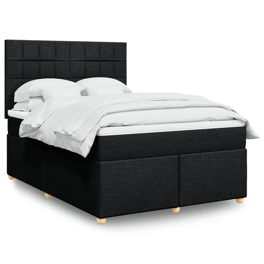 vidaXL Κρεβάτι Boxspring με Στρώμα Μαύρο 160x200 εκ. Υφασμάτινο