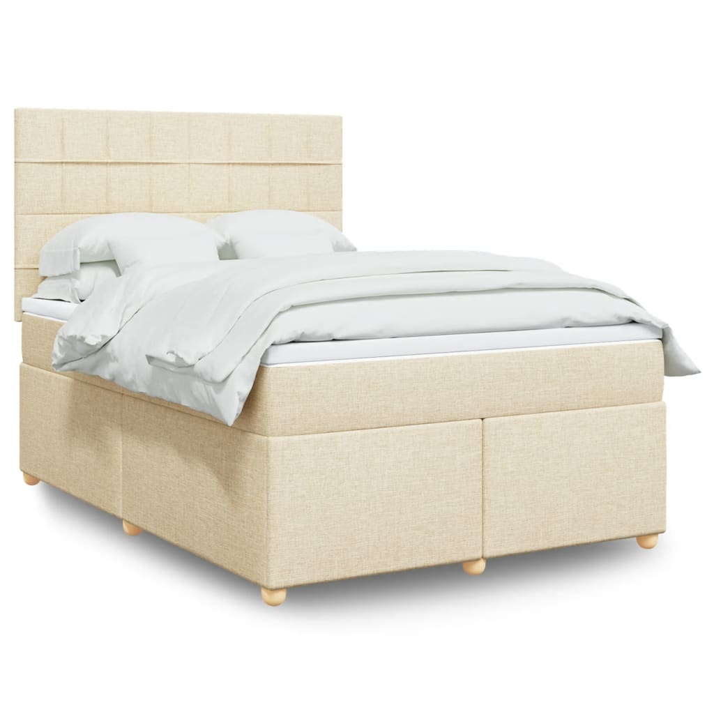 vidaXL Κρεβάτι Boxspring με Στρώμα Κρεμ 160x200 εκ. Υφασμάτινο