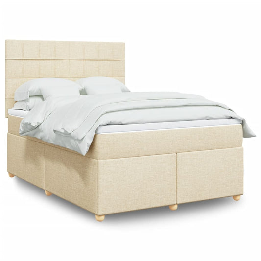 vidaXL Κρεβάτι Boxspring με Στρώμα Κρεμ 160x200 εκ. Υφασμάτινο